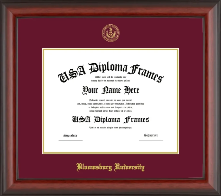 Bloomsburg University Diploma Frame – Cherry Matte – Maroon/Gold Mat