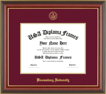 Bloomsburg University Diploma Frame – Cherry Gold Trim – Maroon Mat
