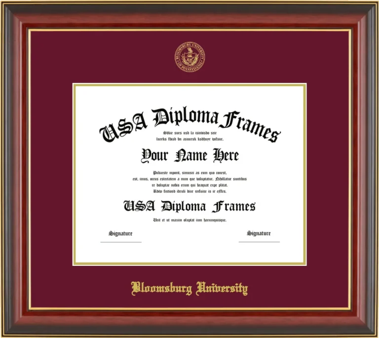 Bloomsburg University Diploma Frame – Cherry Gold Trim – Maroon Mat
