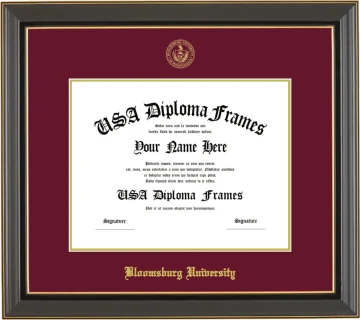 Bloomsburg University Diploma Frame – Black Gold Trim – Maroon/Gold Mat