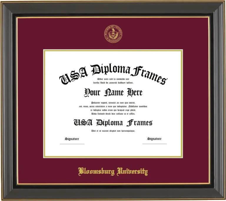 Bloomsburg University Diploma Frame – Black Gold Trim – Maroon/Gold Mat