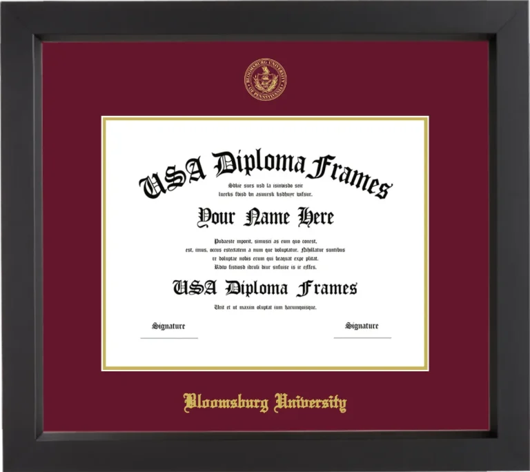 Bloomsburg University Diploma Frame – Black Matte – Maroon/Gold Mat