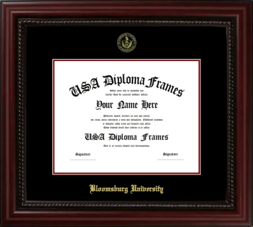 Bloomsburg University Diploma Frame – Cherry Rope – Black/Maroon Mat