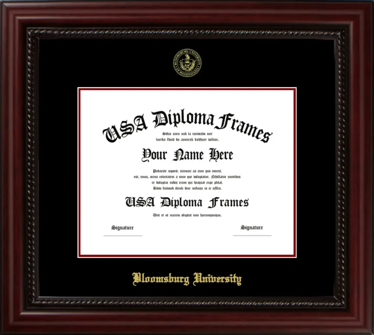 Bloomsburg University Diploma Frame – Cherry Rope – Black/Maroon Mat