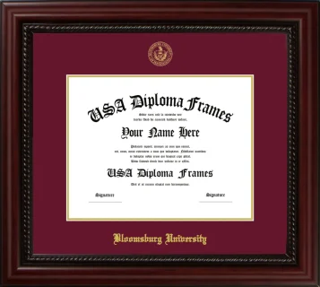 Bloomsburg University Diploma Frame – Cherry Rope – Maroon/Gold Mat