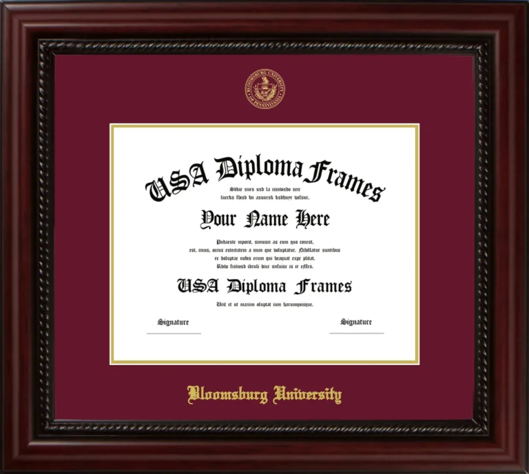 Bloomsburg University Diploma Frame – Cherry Rope – Maroon/Gold Mat