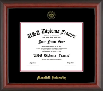 Mansfield University Diploma Frame – Cherry Matte – Black/Crimson Mat