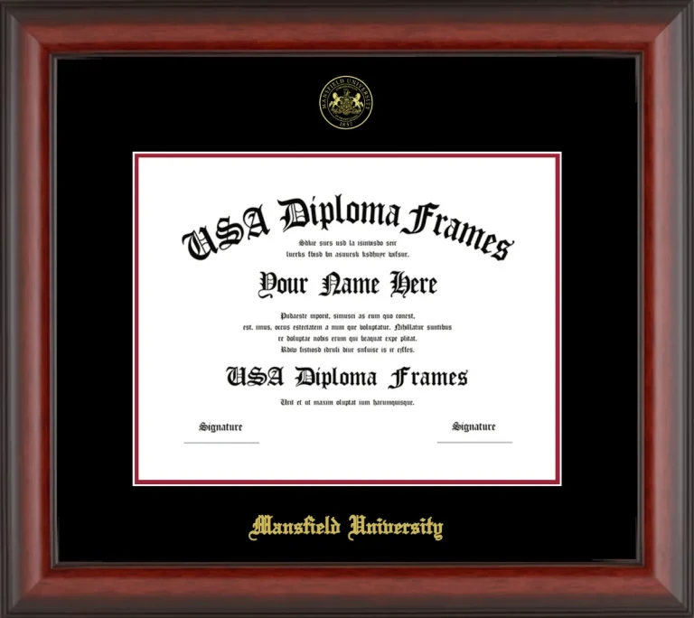Mansfield University Diploma Frame – Cherry Matte – Black/Crimson Mat