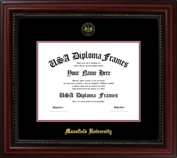 Mansfield University Diploma Frame – Cherry Rope – Black/Crimson Mat