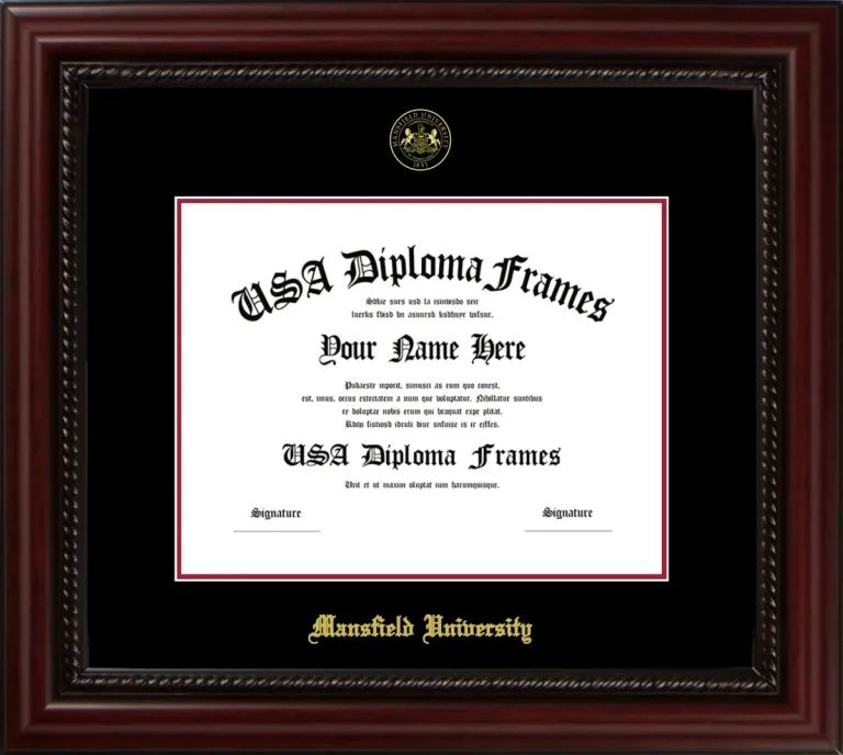 Mansfield University Diploma Frame – Cherry Rope – Black/Crimson Mat