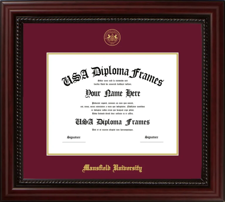 Mansfield University Diploma Frame – Cherry Rope – Maroon/Gold Mat