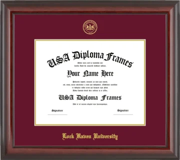 Lock Haven University of Pennsylvania Diploma Frame – Cherry Glossy – Maroon/Gold Mat