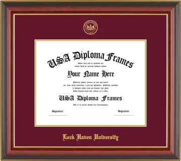Lock Haven University of Pennsylvania Diploma Frame – Cherry Gold Trim – Maroon Mat