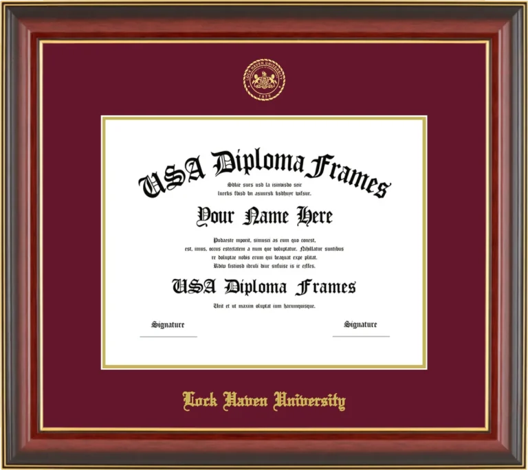 Lock Haven University of Pennsylvania Diploma Frame – Cherry Gold Trim – Maroon Mat