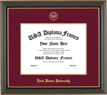 Lock Haven University of Pennsylvania Diploma Frame – Black Gold Trim – Maroon/Gold Mat