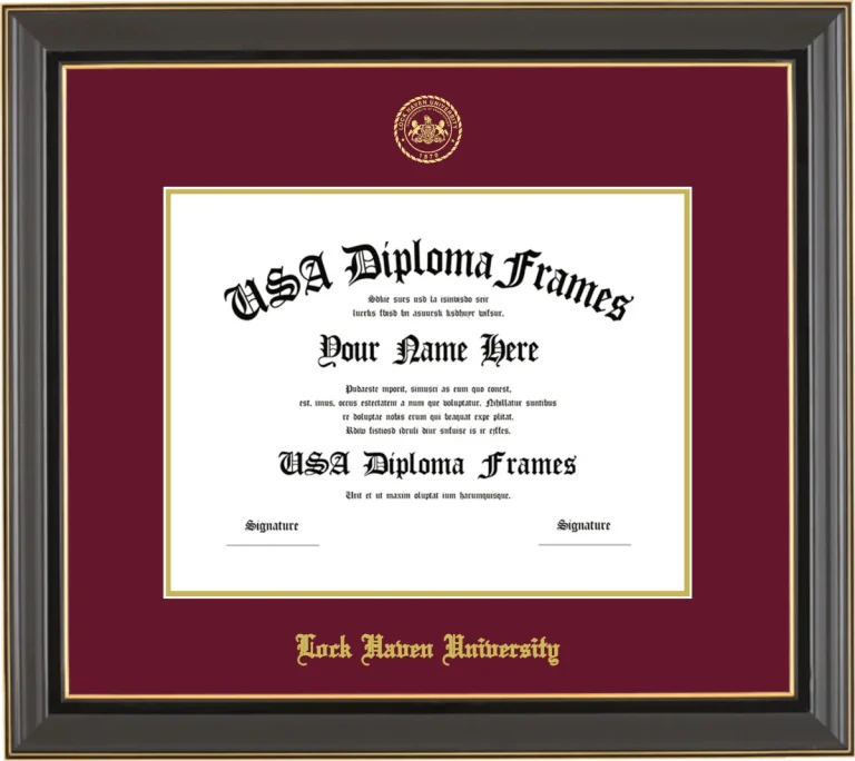 Lock Haven University of Pennsylvania Diploma Frame – Black Gold Trim – Maroon/Gold Mat