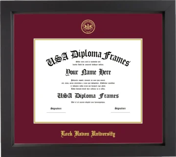 Lock Haven University of Pennsylvania Diploma Frame – Black Matte – Maroon/Gold Mat