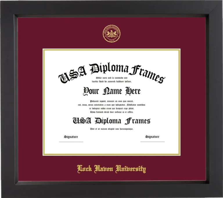 Lock Haven University of Pennsylvania Diploma Frame – Black Matte – Maroon/Gold Mat