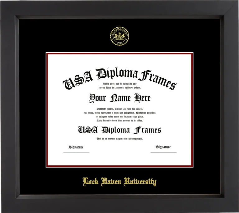 Lock Haven University of Pennsylvania Diploma Frame – Black Matte – Black/Maroon Mat