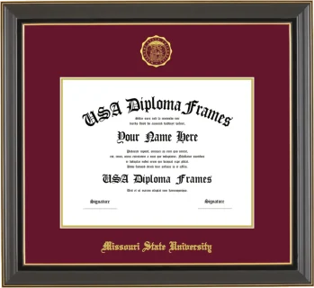 Missouri State University Diploma Frame – Black Gold Trim – Maroon/Gold Mat