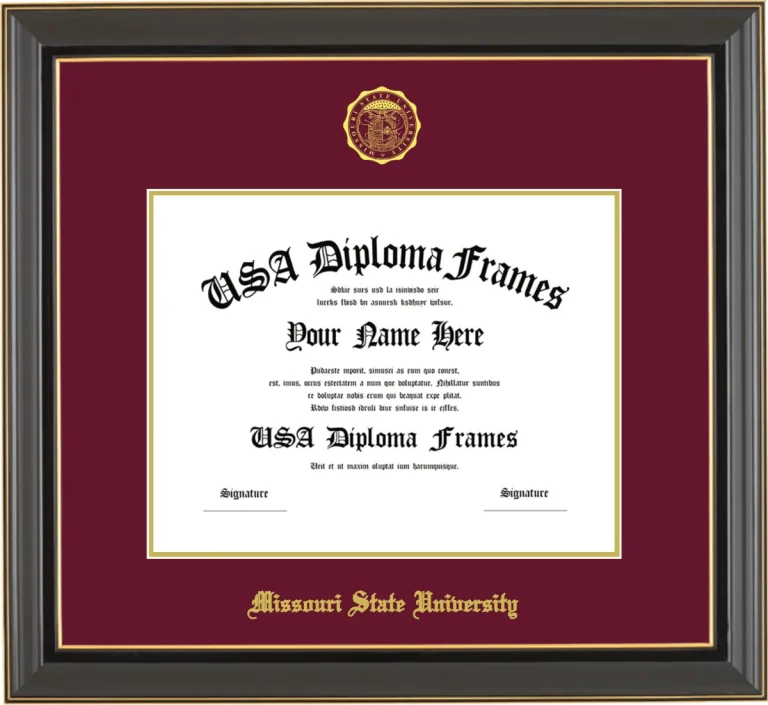 Missouri State University Diploma Frame – Black Gold Trim – Maroon/Gold Mat
