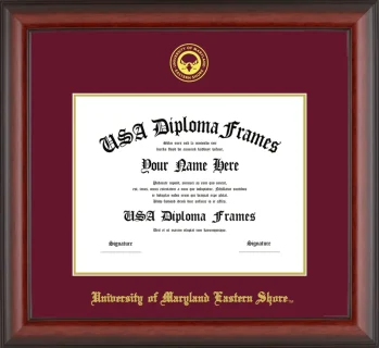 University of Maryland Eastern Shore Diploma Frame – Cherry Matte – Maroon/Gold Mat