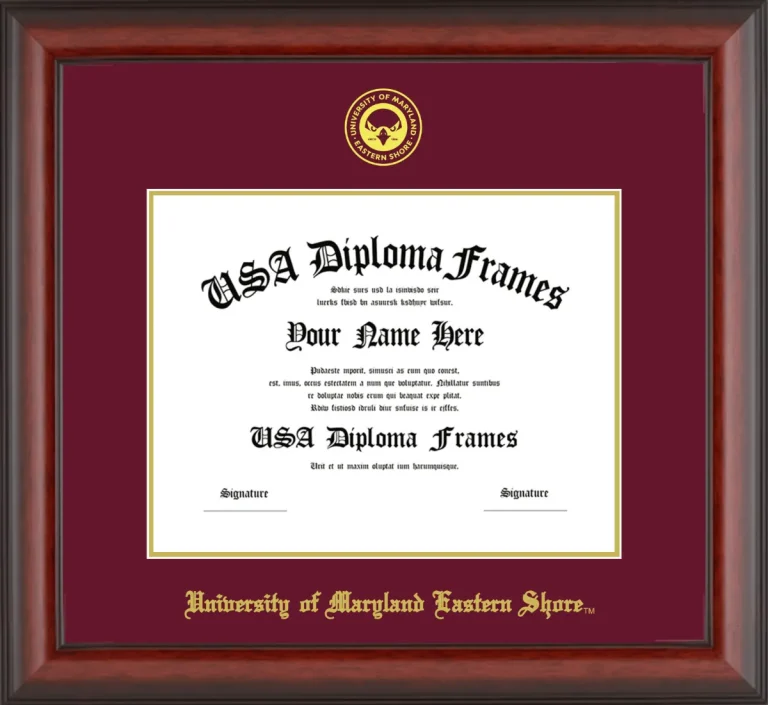 University of Maryland Eastern Shore Diploma Frame – Cherry Matte – Maroon/Gold Mat