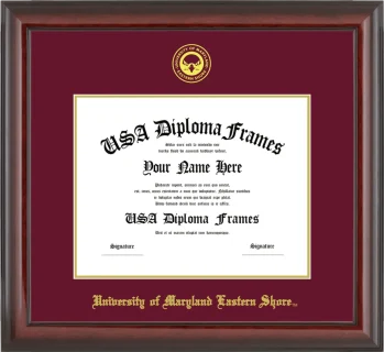 University of Maryland Eastern Shore Diploma Frame – Cherry Glossy – Maroon/Gold Mat