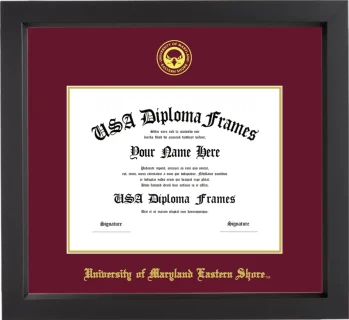 University of Maryland Eastern Shore Diploma Frame – Black Matte – Maroon/Gold Mat