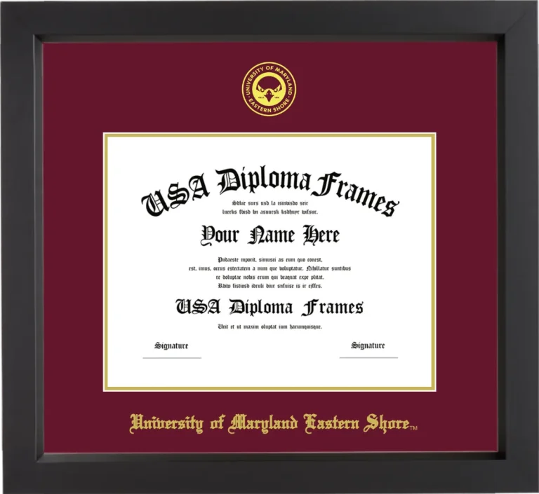 University of Maryland Eastern Shore Diploma Frame – Black Matte – Maroon/Gold Mat