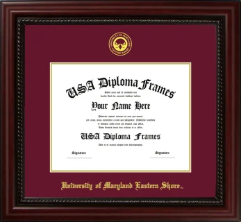 University of Maryland Eastern Shore Diploma Frame – Cherry Rope – Maroon/Gold Mat