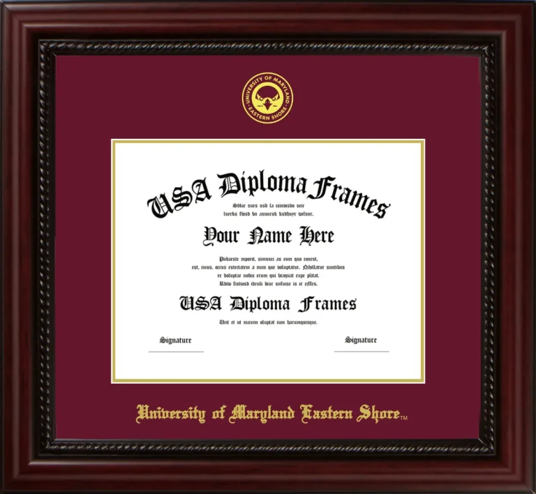 University of Maryland Eastern Shore Diploma Frame – Cherry Rope – Maroon/Gold Mat