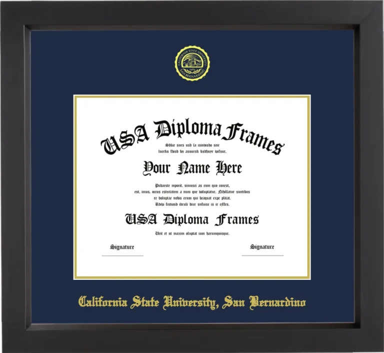 California State University, San Bernardino Diploma Frame – Black Matte – Navy/Gold Mat