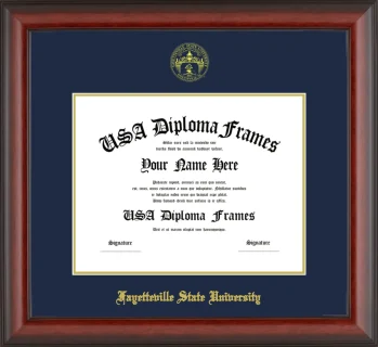 Fayetteville State University Diploma Frame – Cherry Matte – Navy/Gold Mat