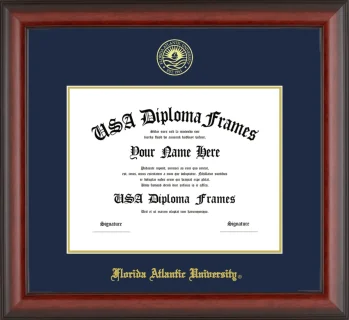 Florida Atlantic University Diploma Frame – Cherry Matte – Navy/Gold Mat