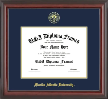 Florida Atlantic University Diploma Frame – Cherry Glossy – Navy/Gold Mat