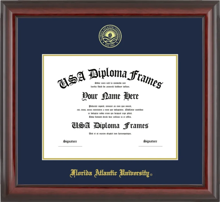 Florida Atlantic University Diploma Frame – Cherry Glossy – Navy/Gold Mat