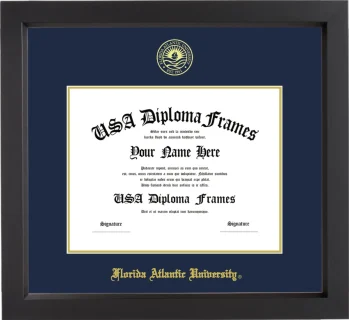 Florida Atlantic University Diploma Frame – Black Matte – Navy/Gold Mat