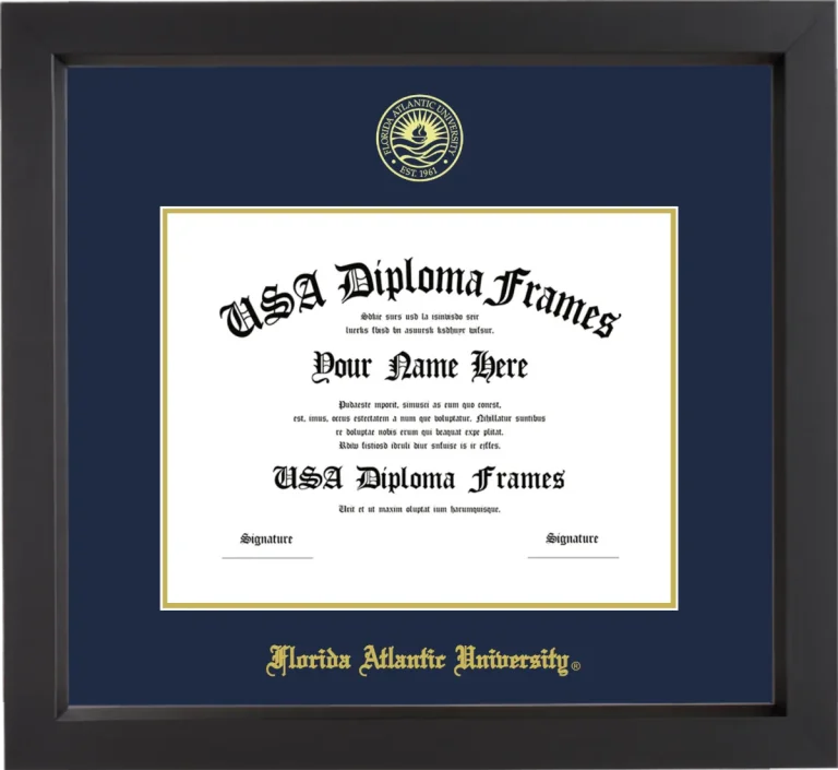 Florida Atlantic University Diploma Frame – Black Matte – Navy/Gold Mat