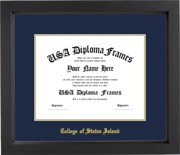 College of Staten Island of the City University of New York Diploma Frame – Black Matte – Navy/Gold Mat