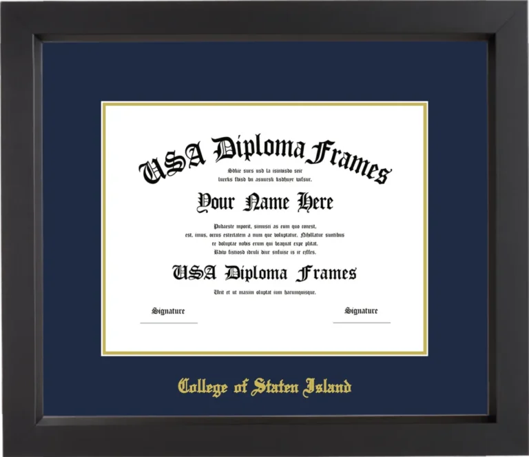 College of Staten Island of the City University of New York Diploma Frame – Black Matte – Navy/Gold Mat