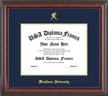 Washburn University Diploma Frame – Cherry Glossy – Navy/Gold Mat