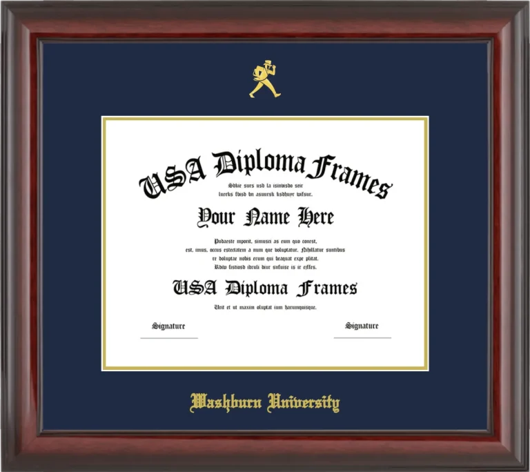 Washburn University Diploma Frame – Cherry Glossy – Navy/Gold Mat