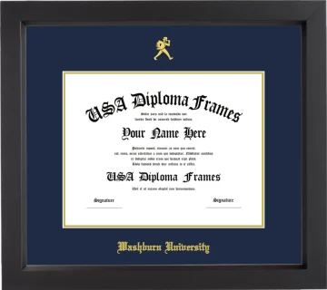 Washburn University Diploma Frame – Black Matte – Navy/Gold Mat - & Seal Gold