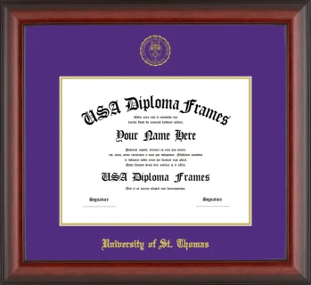 University of St. Thomas Diploma Frame – Cherry Matte – Purple/Gold Mat