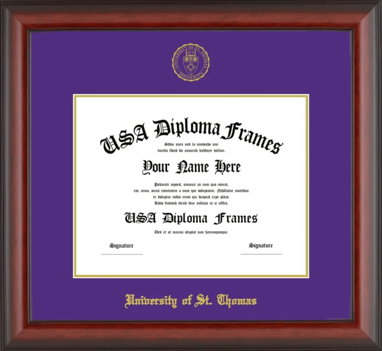 University of St. Thomas Diploma Frame – Cherry Matte – Purple/Gold Mat