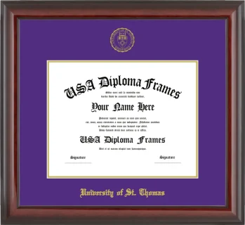 University of St. Thomas Diploma Frame – Cherry Glossy – Purple/Gold Mat
