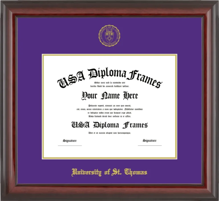 University of St. Thomas Diploma Frame – Cherry Glossy – Purple/Gold Mat
