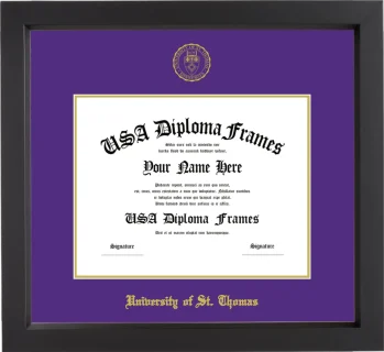 University of St. Thomas Diploma Frame – Black Matte – Purple/Gold Mat