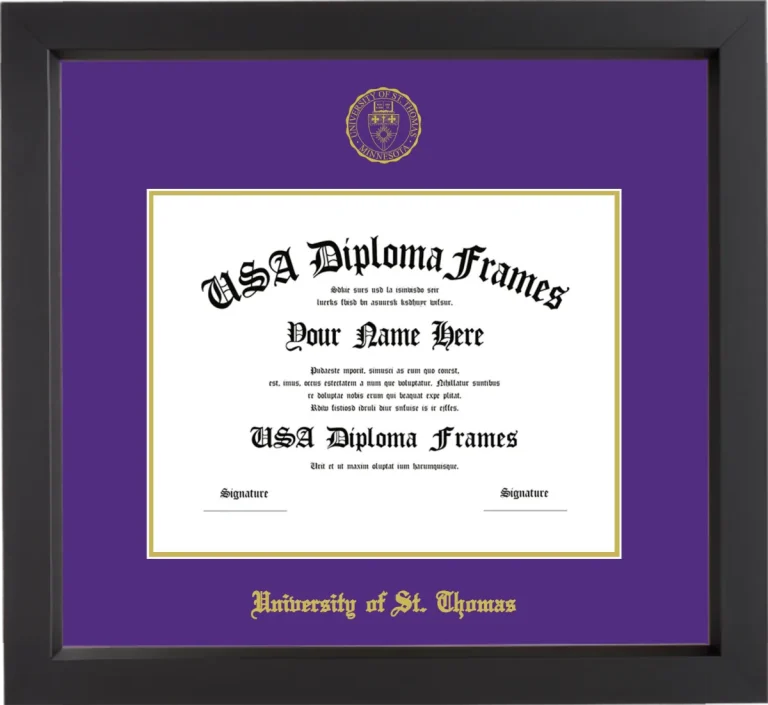 University of St. Thomas Diploma Frame – Black Matte – Purple/Gold Mat